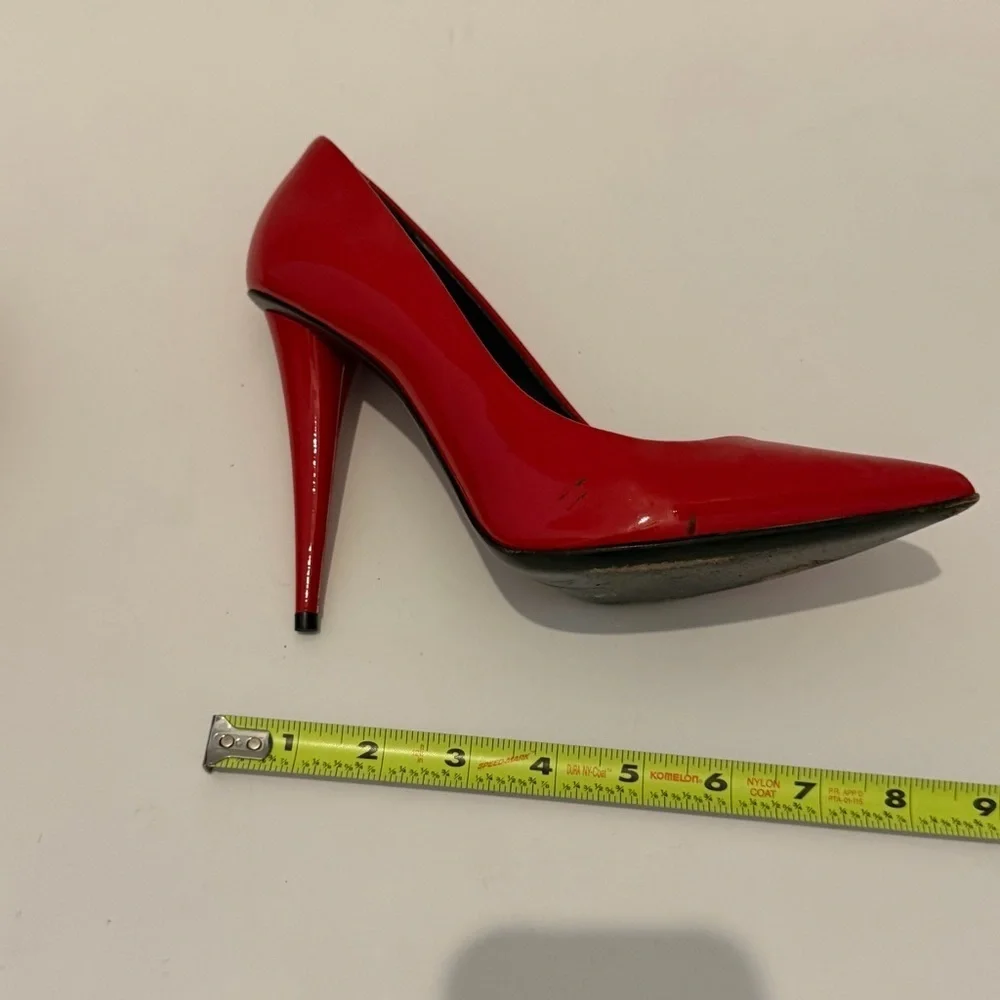 Giuseppe Zanotti Red Patent Leather Pointed-Toe Pumps Heels EU 37.5 US 7.5